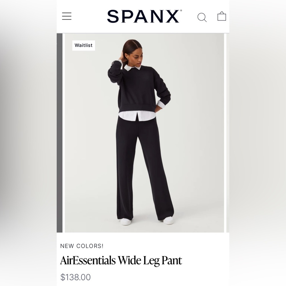 NWT - SPANX AirEssentials Wide Leg Pant, Very Black, Size: TALL, Small
